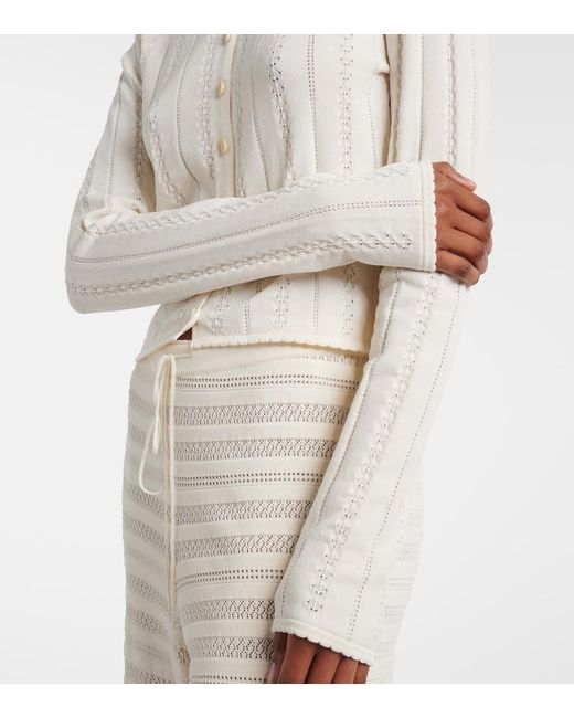 Faithfull The Brand White Esme Pointelle Cotton-Blend Cardigan