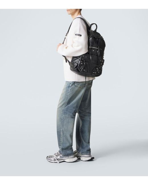 Balenciaga Black Le Cagole Leather Backpack for men
