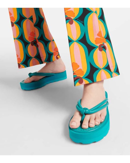 Tongs A Plateforme En Cuir Gianvito Rossi en coloris Blue