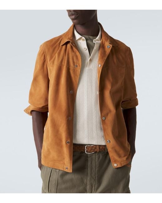Brunello Cucinelli Brown Suede Jacket for men