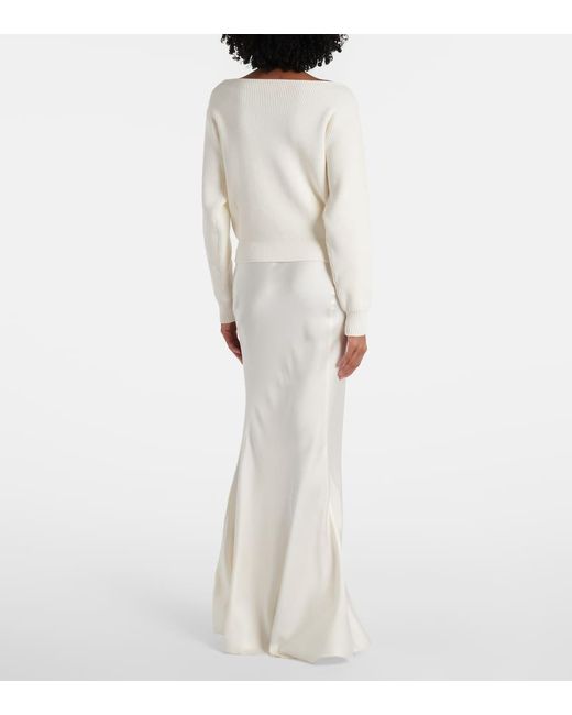 Jersey En Mezcla De Algodon Y Seda Victoria Beckham de color White