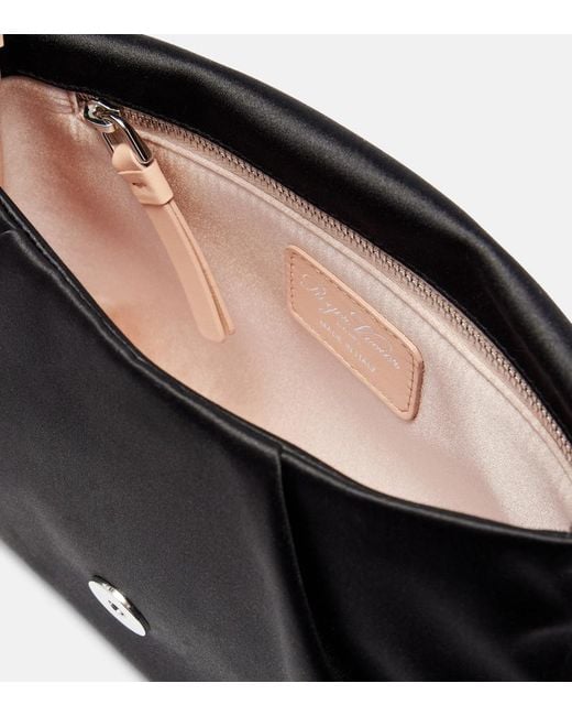 Roger Vivier Black Efflorescence Mini Satin Clutch