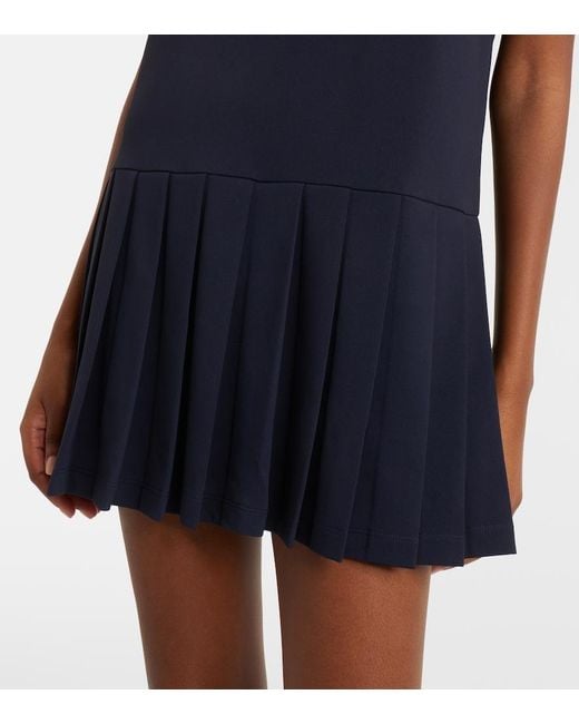 Tory Burch Blue Striped Pleated Polo Dress