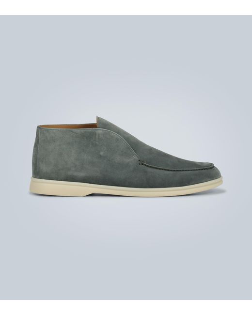 Loro Piana Gray Open Walk Suede Ankle Boots for men