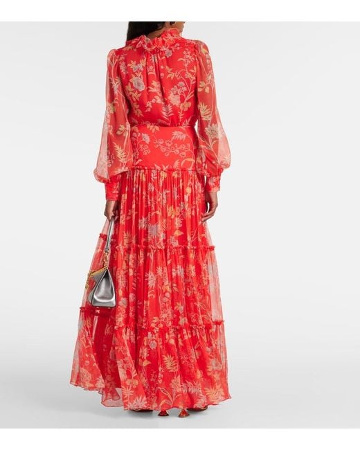 Etro Floral Tiered Silk Maxi Skirt