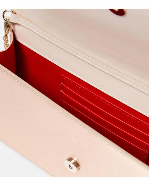 Christian Louboutin Natural Loubi54 Small Leather-trimmed Silk Clutch