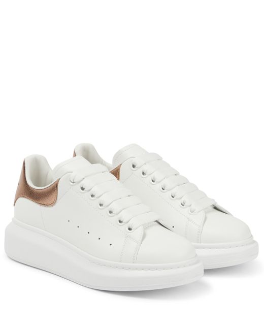 Alexander McQueen Leather Sneakers in White | Lyst