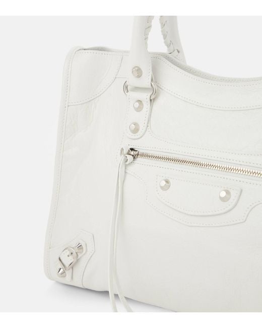 Balenciaga White Le City Medium Leather Tote Bag