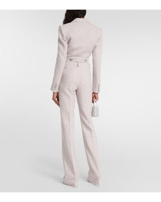 Alessandra Rich Gray Sequined Mid-Rise Straight Pants