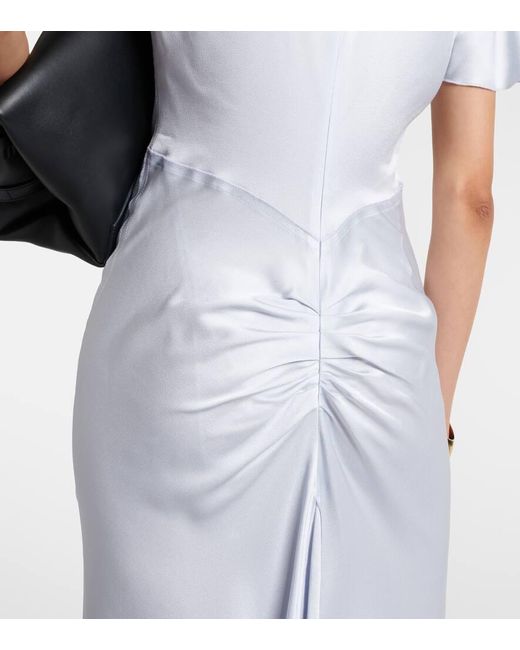 Victoria Beckham White Gathered Crepe Satin Midi Dress