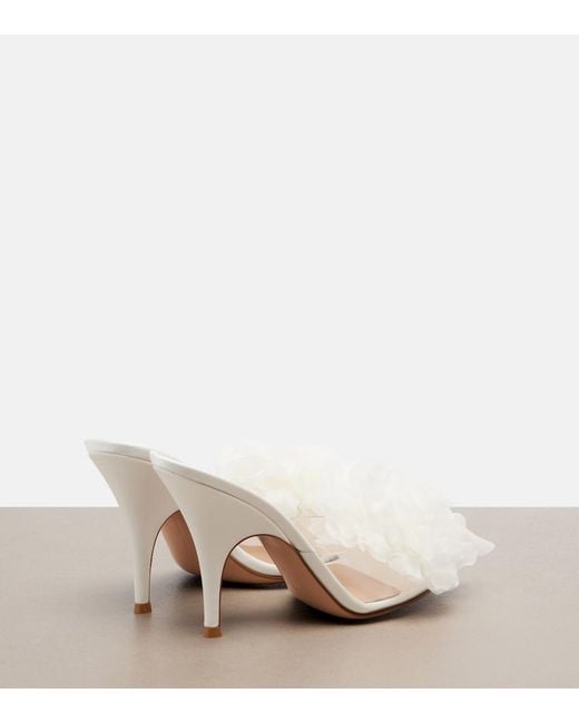 Gianvito Rossi White Floral-Applique Pvc Mules