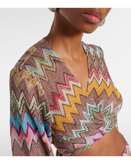 Missoni Multicolor Zigzag Lame Crop Top
