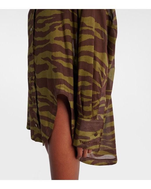 The Attico Brown Zebra-Print Cotton Muslin Shirt