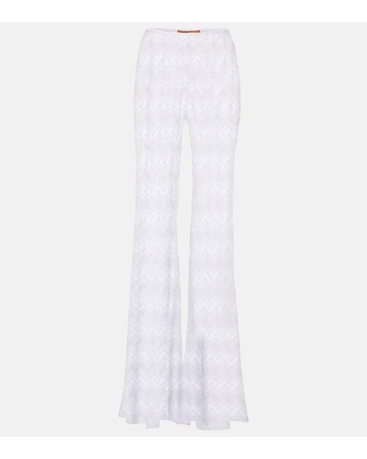 Pantalones Anchos De Lame En Zigzag Missoni de color White
