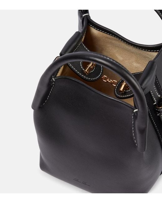 Loro Piana Black Bale Small Leather Bucket Bag