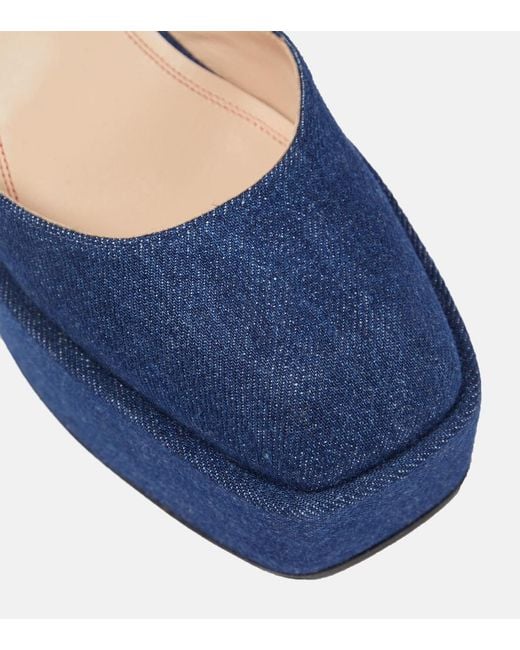 NODALETO Blue Bulla Sofia Denim Platform Pumps