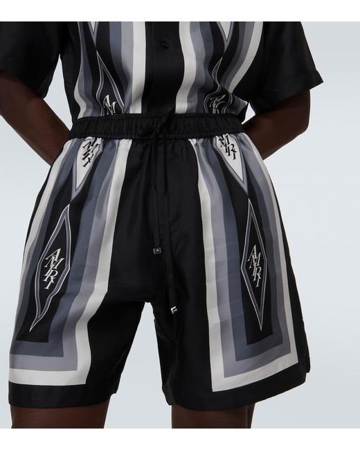 Amiri Black Diamond Silk Shorts for men