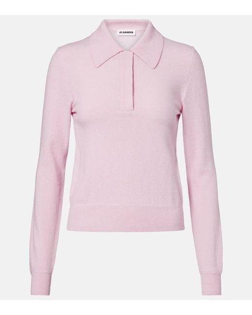 Jil Sander Pink Virgin Wool Polo Sweater