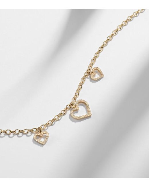 Sydney Evan White Three Hearts 14Kt Necklace With Diamonds
