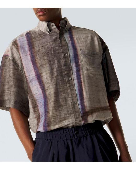 Giorgio Armani Brown Printed Cotton And Silk Bowling Shirt for men