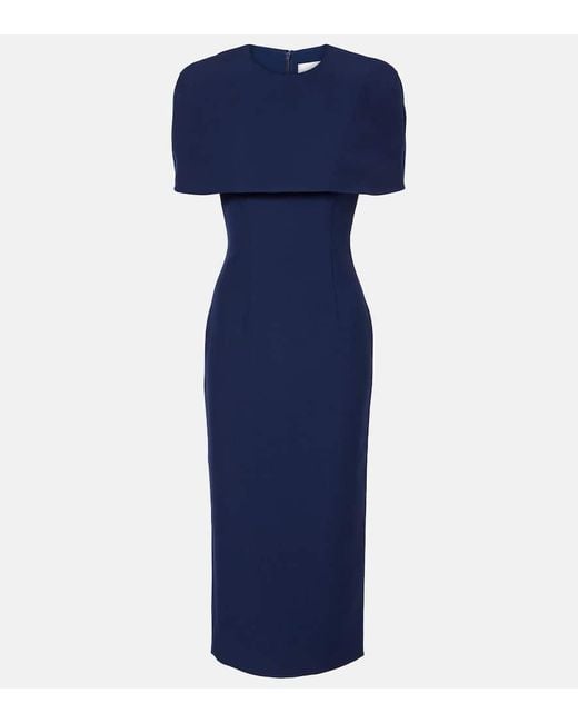 Roland Mouret Blue Caped Crepe Cocktail Dress