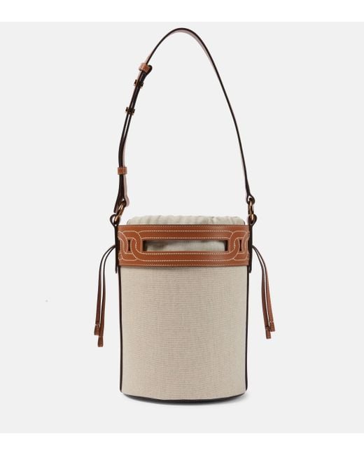 Tod's White Kate Small Leather-trimmed Bucket Bag