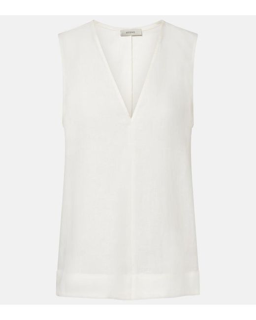 Asceno White Linen Top
