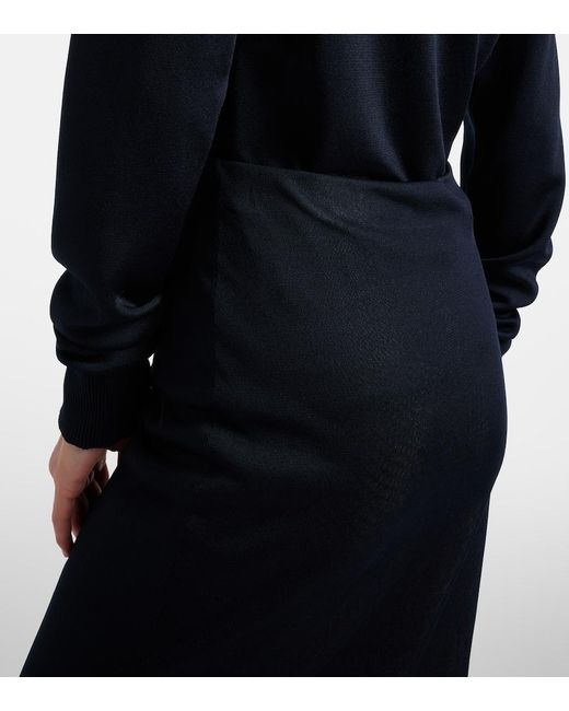 Bottega Veneta Black Knitted Silk Midi Skirt