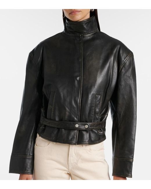 Christopher Esber Black Burnished Eddie Leather Bomber Jacket