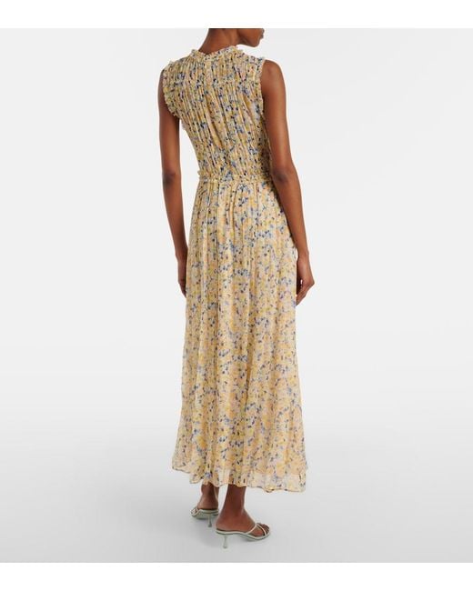 Ulla Johnson Metallic Kasia Floral Silk Chiffon Maxi Dress