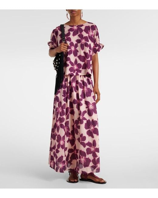 Velvet Red Jess Floral Cotton Voile Maxi Skirt
