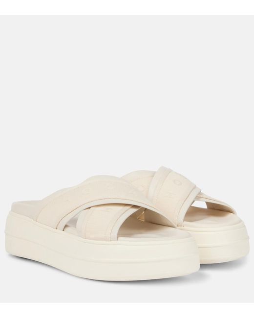 Hogan Natural Skyscraper Leather-Trimmed Platform Sandals