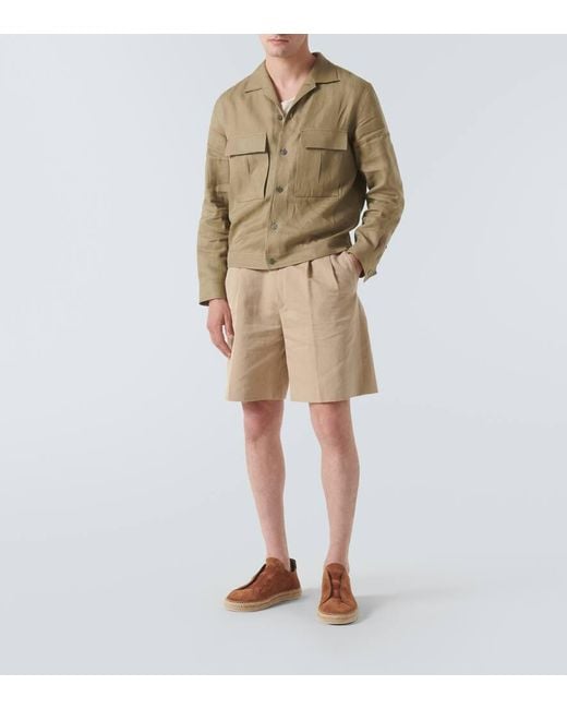 Zegna Brown Triple Stitch Suede Espadrilles for men