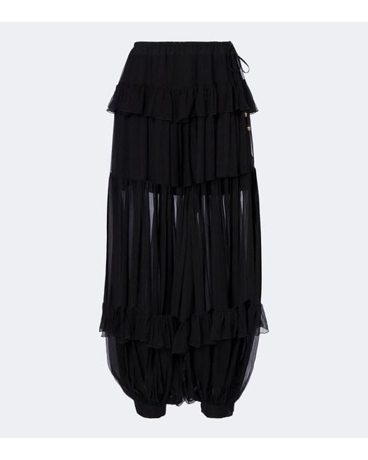 Chloé Black Silk Chiffon Balloon Pants