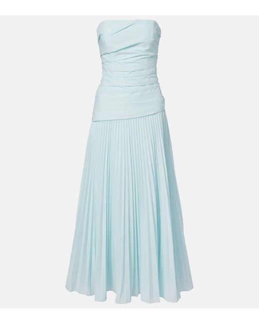 Jonathan Simkhai Blue Arie Pleated Bustier Dress
