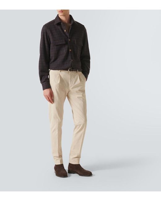 Slowear Natural Pleated Cotton Tapered Pants for men
