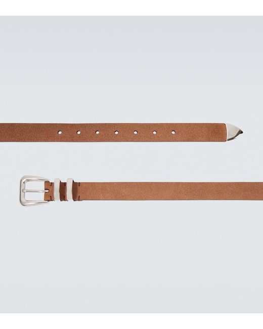 Brunello Cucinelli Brown Suede Belt for men