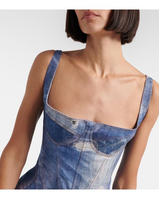 Roberto Cavalli Blue Faded Denim Minidress