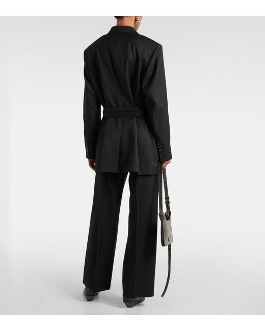 Blazer Con Cinturon Acne de color Black