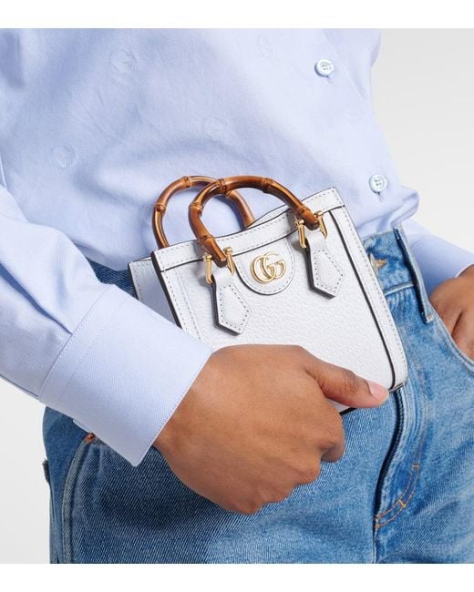 Gucci White Tote Bag Diana Mini Aus Leder
