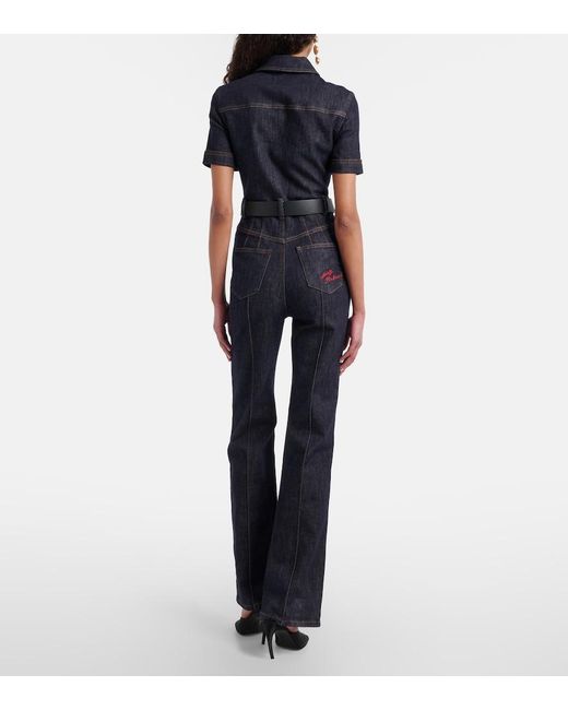 Self-Portrait Blue Belted Denim Jumpsuit