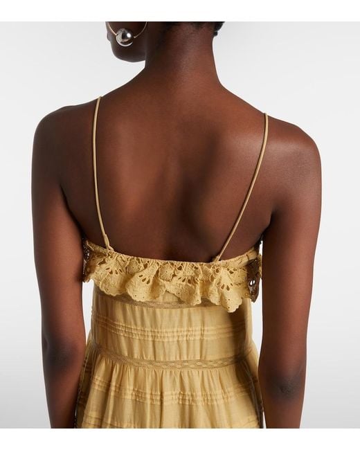 Isabel Marant Metallic Paule Lace-Trimmed Cotton Maxi Dress