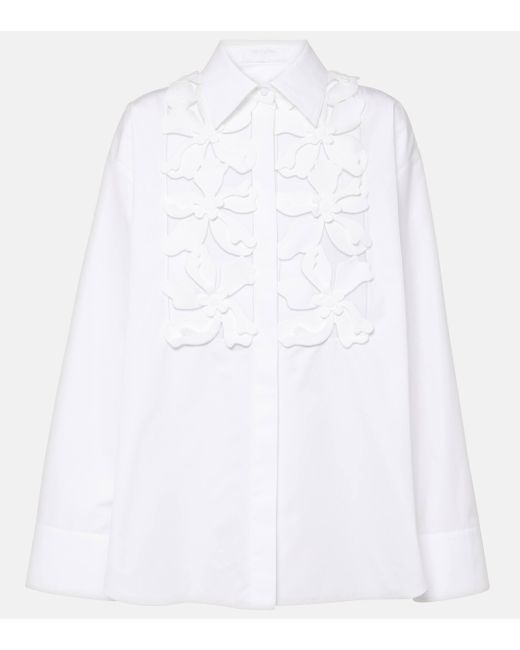 Valentino White Embroidered Cotton Poplin Shirt