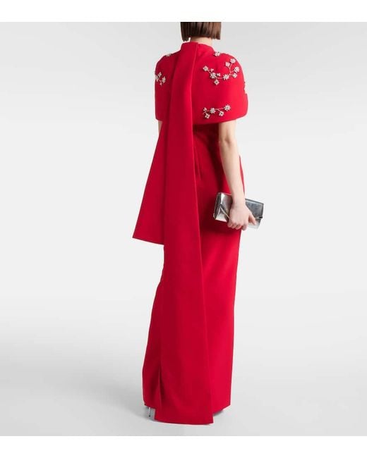 Safiyaa Embroidered Caped Crepe Gown