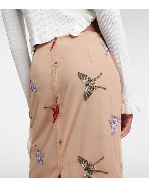 Blumarine Natural Applique Midi Skirt
