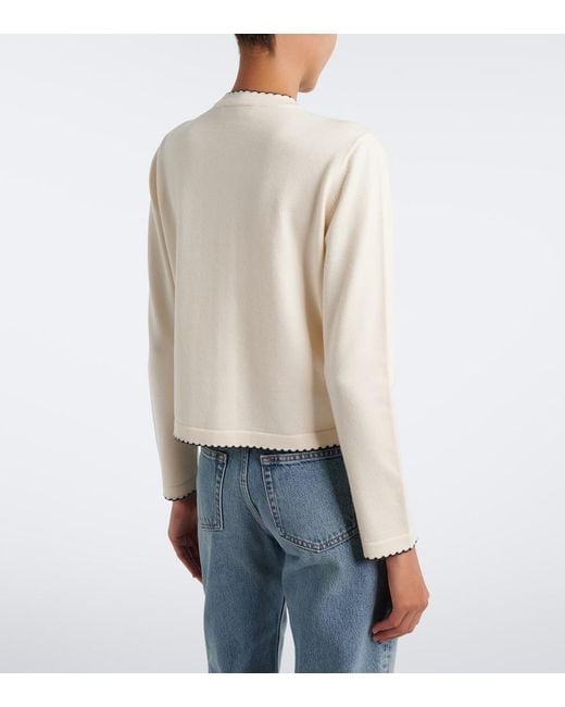 Tory Burch Natural Kendra Scalloped Wool-Blend Cardigan