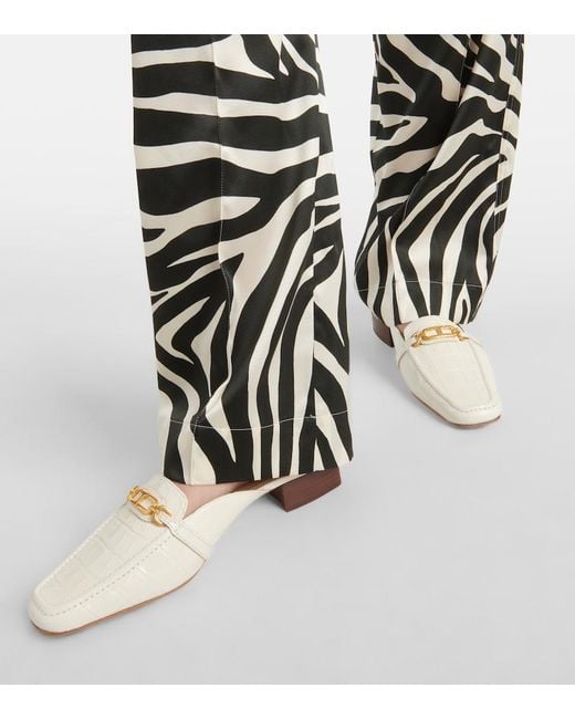 Tom Ford White Whitney Croc-Effect Leather Mules
