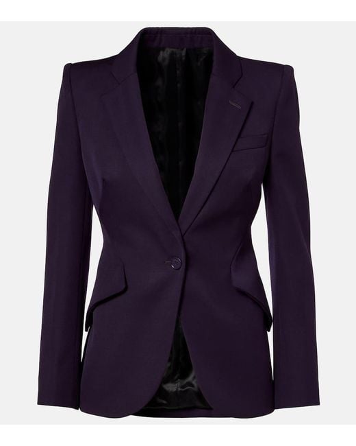 Alexander McQueen Blue Wool Blazer
