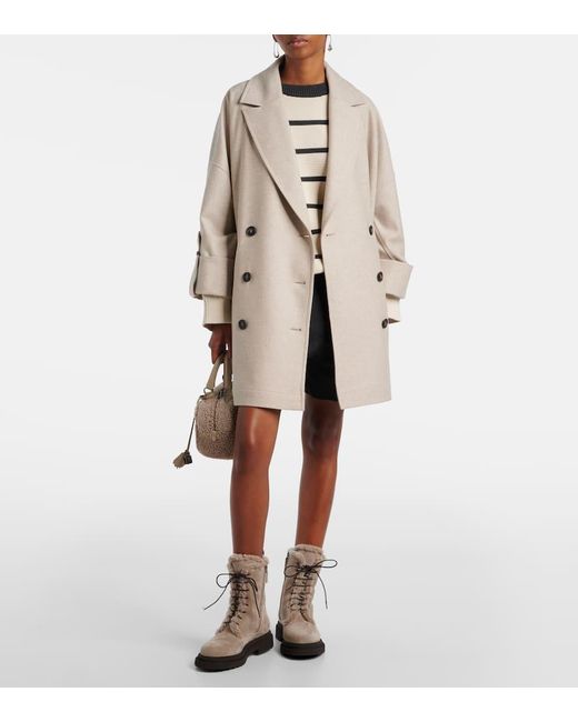 Bottines En Daim Et Shearling Brunello Cucinelli en coloris Brown