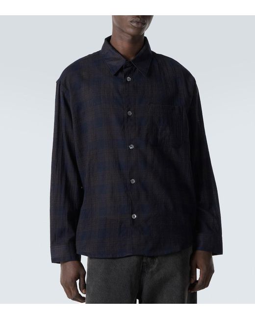 FRAME Blue Plaid Wool Shirt for men